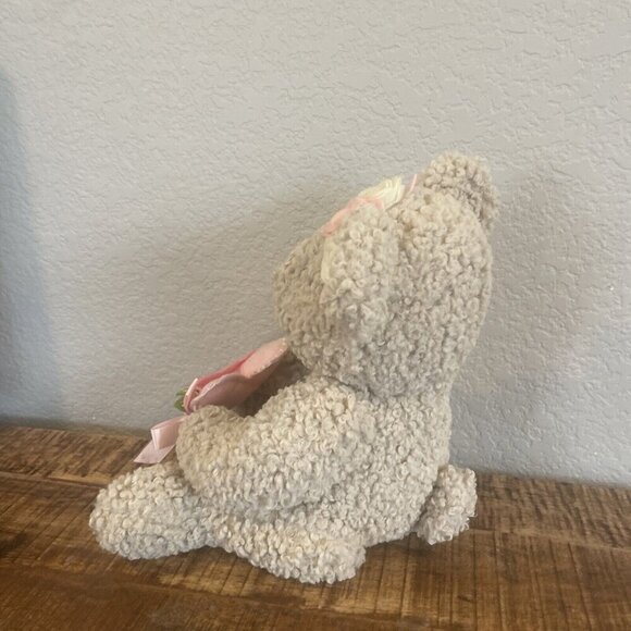 Floral Services Brown Soft Plush Teddy Bear with Pink Hearts Flowers 12” Sitting - Picture 4 of 8